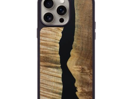 iPhone 15 Pro Max Wood+Resin Phone Case - Haley (Pure Black, 667218) Cheap