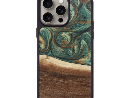 iPhone 15 Pro Max Wood+Resin Phone Case - Molly (Green, 666272) Online now