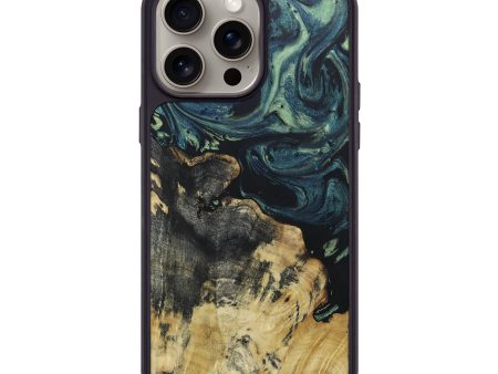 iPhone 15 Pro Max Wood+Resin Phone Case - Frederick (Green, 666407) Fashion