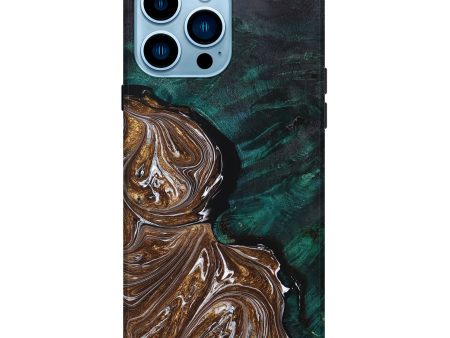 iPhone 14 Pro Max Wood+Resin Live Edge Phone Case - Connor (Green, 667126) Hot on Sale