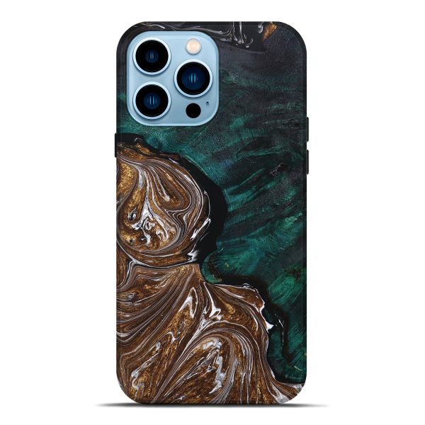 iPhone 14 Pro Max Wood+Resin Live Edge Phone Case - Connor (Green, 667126) Hot on Sale