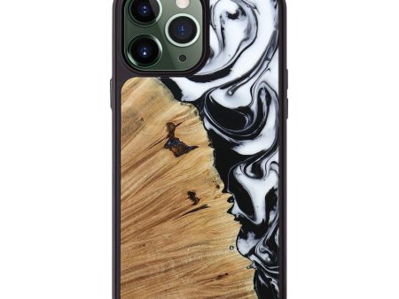 iPhone 13 Pro Max Wood+Resin Phone Case - Bart (Black & White, 667242) For Sale