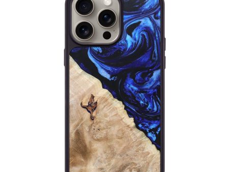 iPhone 15 Pro Max Wood+Resin Phone Case - Lakisha (Blue, 666427) For Discount