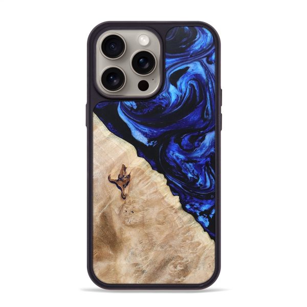 iPhone 15 Pro Max Wood+Resin Phone Case - Lakisha (Blue, 666427) For Discount