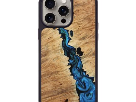 iPhone 15 Pro Max Wood+Resin Phone Case - Stanley (Blue, 667582) on Sale