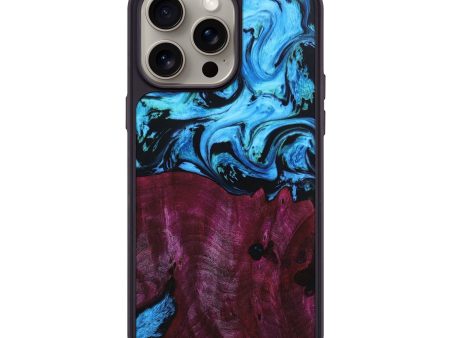 iPhone 15 Pro Max Wood+Resin Phone Case - Margot (Blue, 667596) Online now