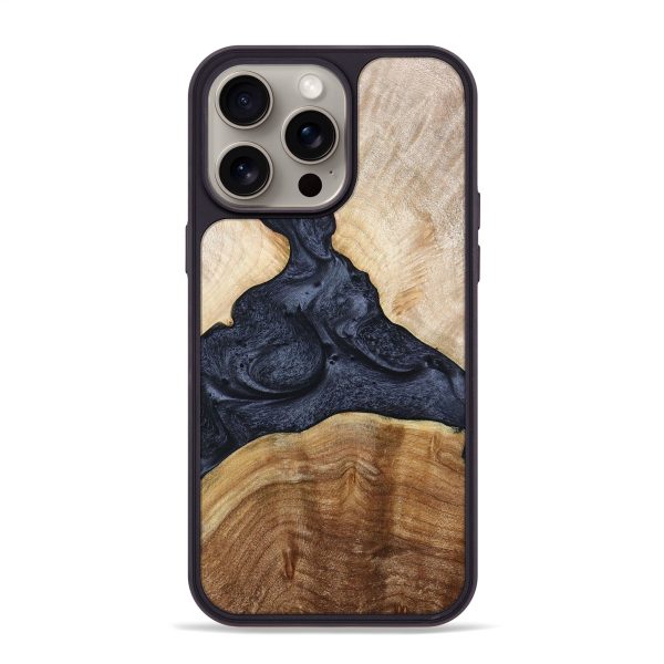 iPhone 15 Pro Max Wood+Resin Phone Case - Kizzy (Pure Black, 668405) Hot on Sale