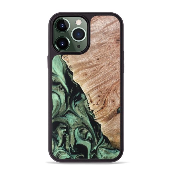 iPhone 13 Pro Max Wood+Resin Phone Case - Peggy (Green, 668347) Online now