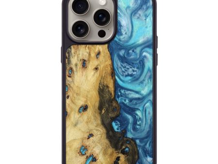 iPhone 15 Pro Max Wood+Resin Phone Case - Walter (Blue, 666503) Sale