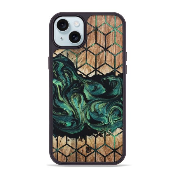 iPhone 15 Plus Wood+Resin Phone Case - Tameka (Pattern, 668160) Fashion