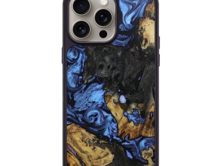 iPhone 15 Pro Max Wood+Resin Phone Case - Bernice (Blue, 667595) Hot on Sale