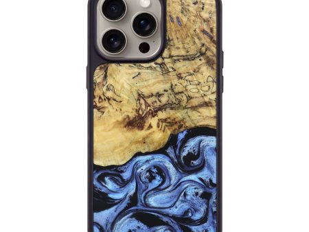 iPhone 15 Pro Max Wood+Resin Phone Case - Lukas (Blue, 669744) For Cheap