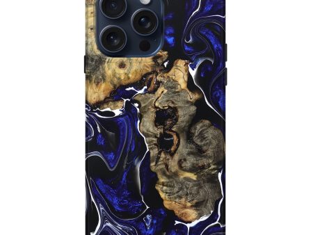 iPhone 15 Pro Max Wood+Resin Live Edge Phone Case - Zane (Blue, 668220) on Sale