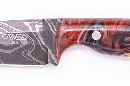 Carved Damascus Field Knife #20565 Discount