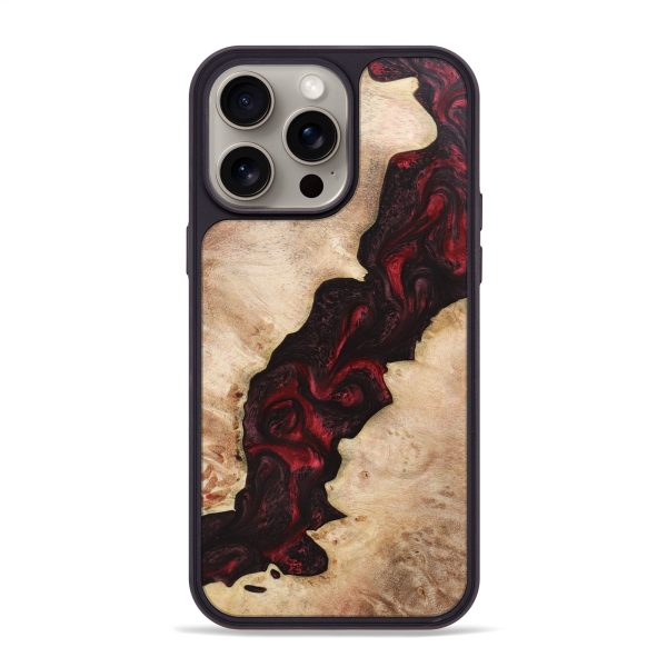 iPhone 15 Pro Max Wood+Resin Phone Case - Andy (Red, 669467) For Sale