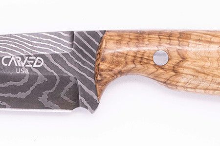 Carved Damascus Field Knife #20555 For Discount