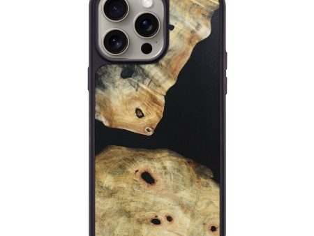 iPhone 15 Pro Max Wood+Resin Phone Case - Dan (Pure Black, 668397) For Cheap