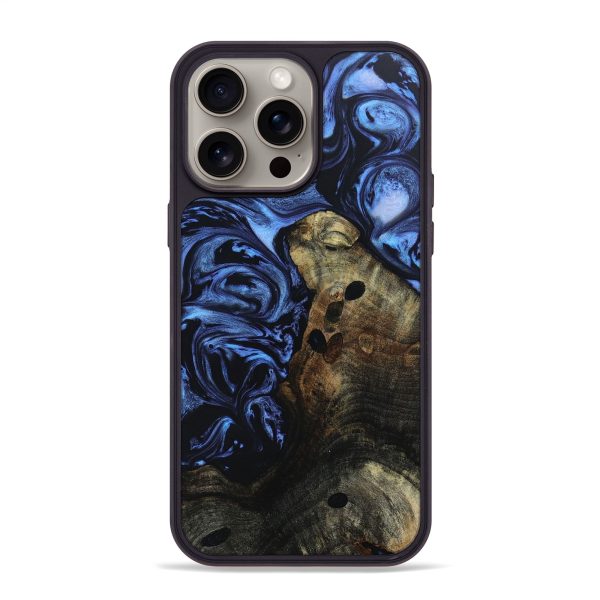 iPhone 15 Pro Max Wood+Resin Phone Case - Ronda (Blue, 667602) Online Hot Sale