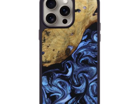 iPhone 15 Pro Max Wood+Resin Phone Case - Irene (Blue, 667573) Discount