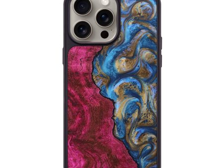 iPhone 15 Pro Max Wood+Resin Phone Case - Antonio (Teal & Gold, 668771) Supply