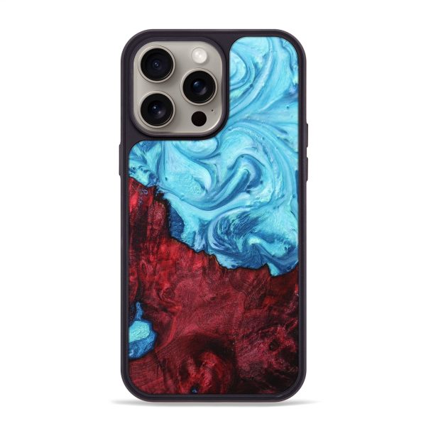 iPhone 15 Pro Max Wood+Resin Phone Case - Nolan (Blue, 668476) For Cheap