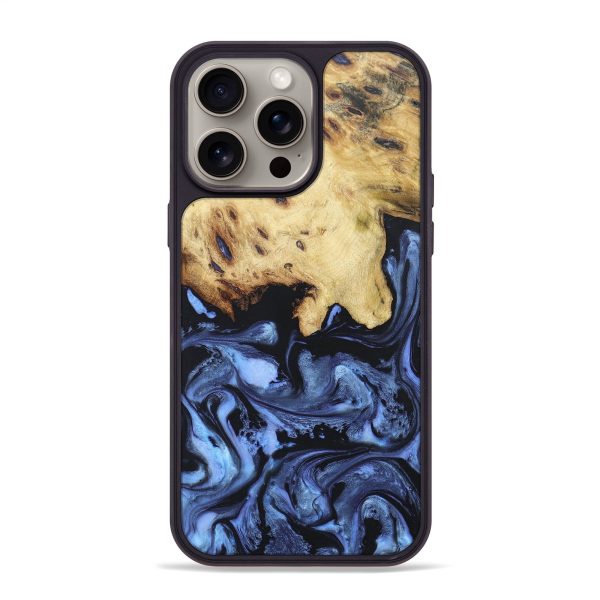 iPhone 15 Pro Max Wood+Resin Phone Case - Chance (Blue, 669735) For Discount