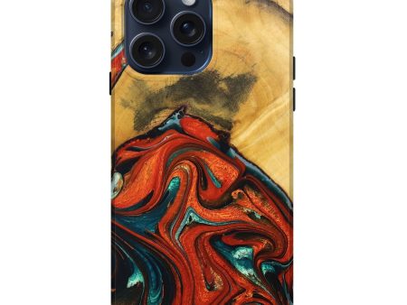 iPhone 15 Pro Max Wood+Resin Live Edge Phone Case - Sofia (Red, 668100) Cheap