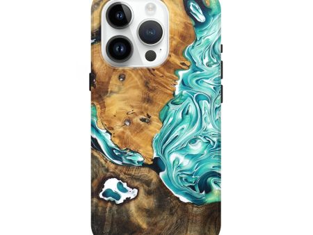 iPhone 15 Pro Wood+Resin Live Edge Phone Case - Ainsley (Green, 671417) Online now