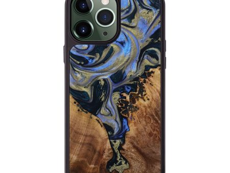 iPhone 13 Pro Max Wood+Resin Phone Case - Brantley (Teal & Gold, 667197) Hot on Sale