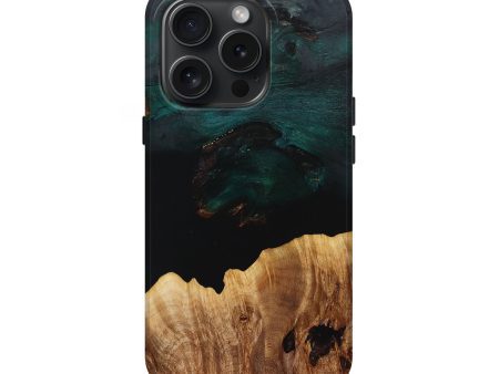 iPhone 15 Pro Wood+Resin Live Edge Phone Case - Amelia (Pure Black, 667566) Hot on Sale