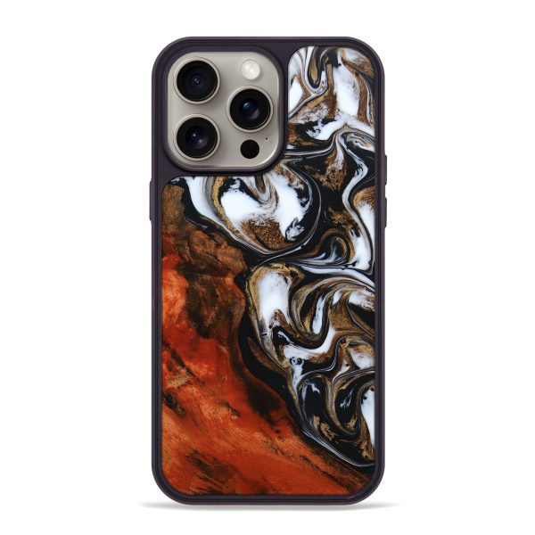 iPhone 15 Pro Max Wood+Resin Phone Case - Carl (Black & White, 667627) Sale