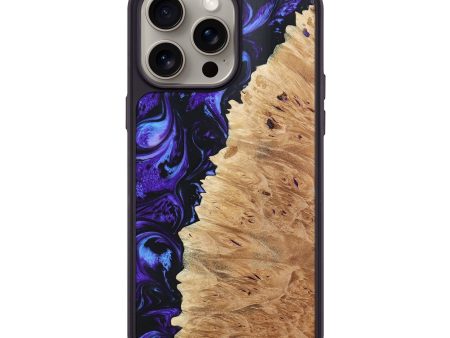 iPhone 15 Pro Max Wood+Resin Phone Case - Alejandra (Purple, 668990) For Sale