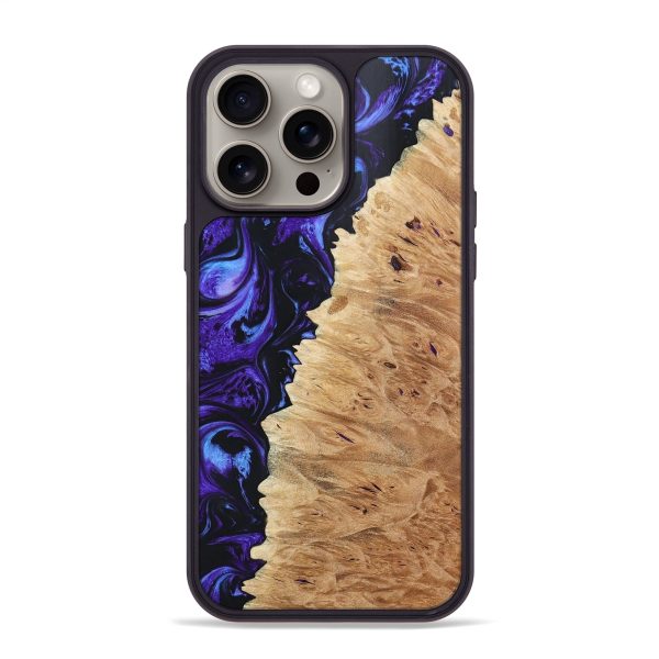 iPhone 15 Pro Max Wood+Resin Phone Case - Alejandra (Purple, 668990) For Sale