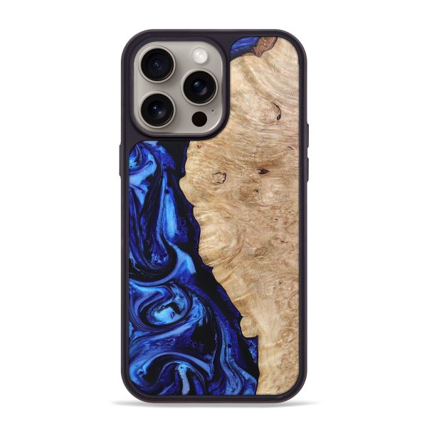 iPhone 15 Pro Max Wood+Resin Phone Case - Hazel (Blue, 666423) Online