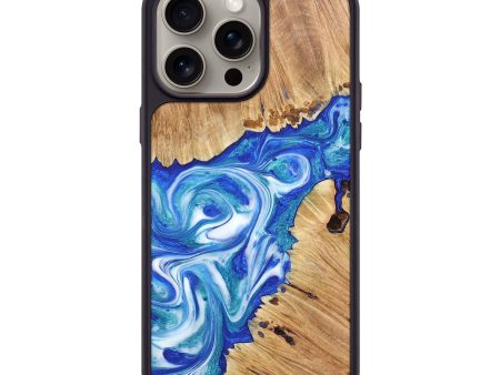 iPhone 15 Pro Max Wood+Resin Phone Case - Rosalie (Blue, 666498) Cheap