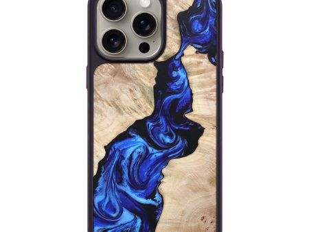 iPhone 15 Pro Max Wood+Resin Phone Case - Marlee (Blue, 666421) Supply