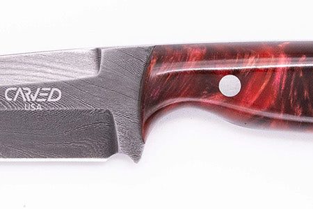 Carved Damascus Field Knife #20609 For Discount