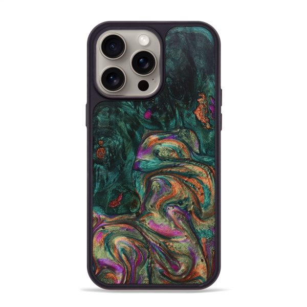 iPhone 15 Pro Max Wood+Resin Phone Case - Hugh (Green, 666521) Online Sale