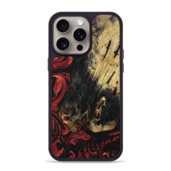 iPhone 15 Pro Max Wood+Resin Phone Case - Eugene (Red, 668956) For Discount