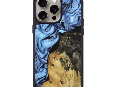 iPhone 15 Pro Max Wood+Resin Phone Case - Willa (Blue, 666335) For Discount