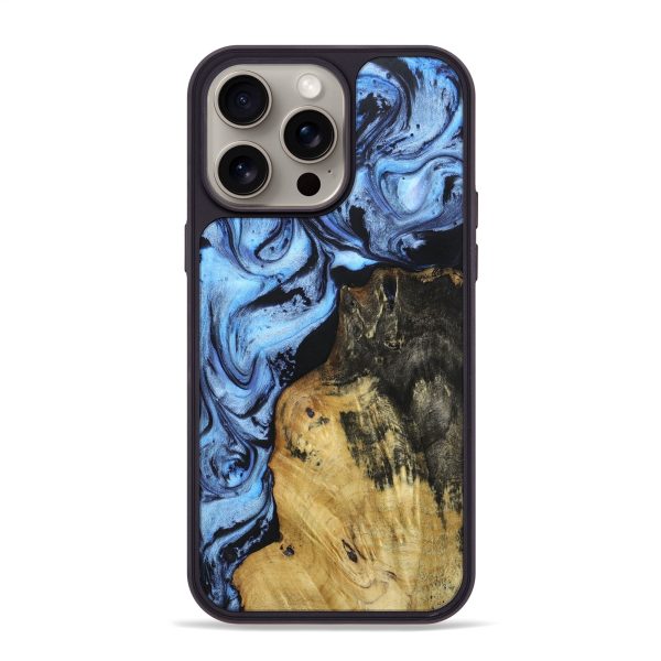 iPhone 15 Pro Max Wood+Resin Phone Case - Willa (Blue, 666335) For Discount