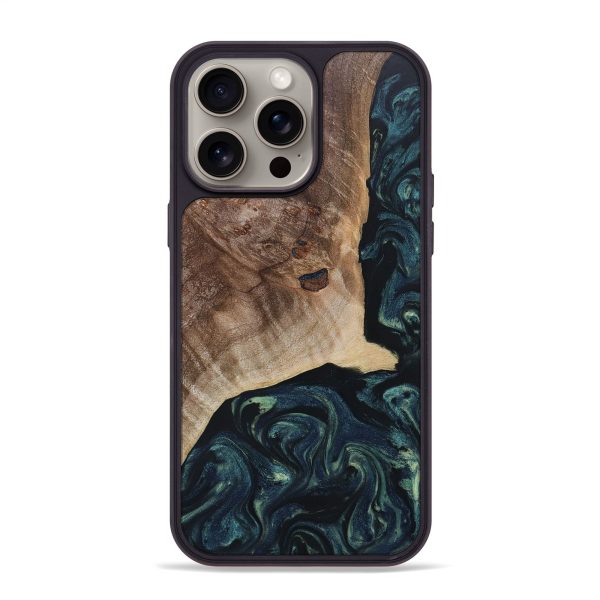 iPhone 15 Pro Max Wood+Resin Phone Case - Fernanda (Green, 666404) Hot on Sale