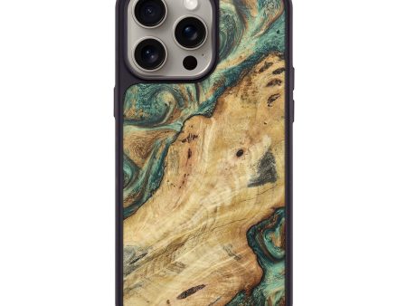 iPhone 15 Pro Max Wood+Resin Phone Case - Rita (Green, 666394) Discount