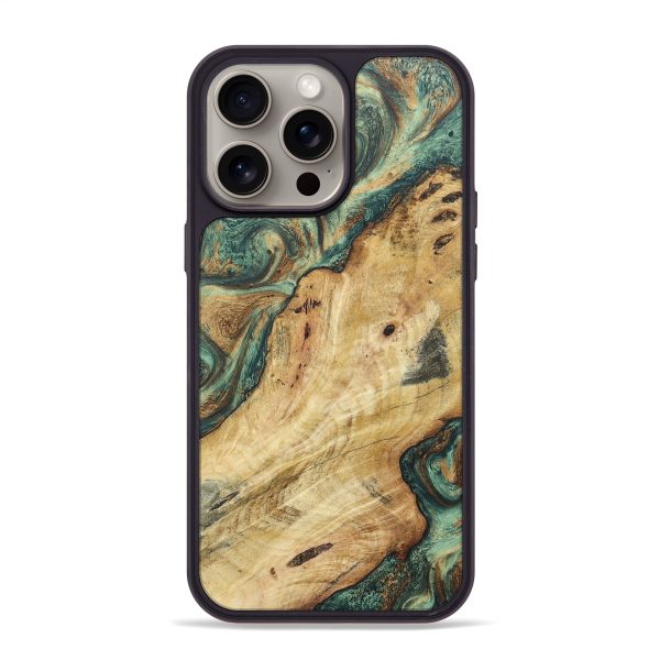 iPhone 15 Pro Max Wood+Resin Phone Case - Rita (Green, 666394) Discount