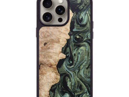 iPhone 15 Pro Max Wood+Resin Phone Case - Marely (Green, 666287) Hot on Sale