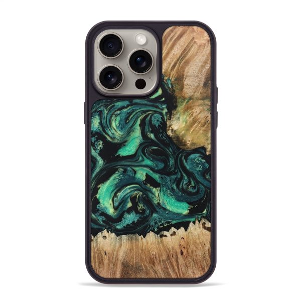 iPhone 15 Pro Max Wood+Resin Phone Case - Emerson (Green, 666536) Supply