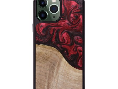 iPhone 13 Pro Max Wood+Resin Phone Case - Edna (Red, 669473) For Sale