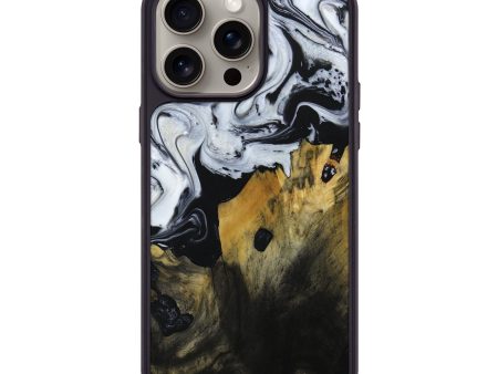 iPhone 15 Pro Max Wood+Resin Phone Case - Lesley (Black & White, 667252) Discount