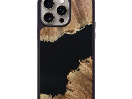 iPhone 15 Pro Max Wood+Resin Phone Case - Jaelyn (Pure Black, 667172) For Discount