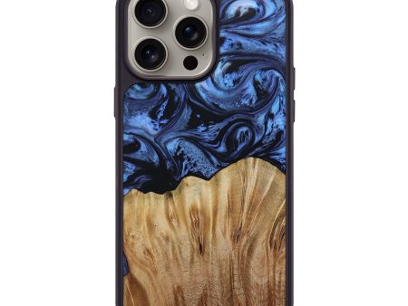 iPhone 15 Pro Max Wood+Resin Phone Case - Talan (Blue, 667612) Supply